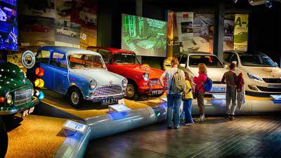 Cars on displays at Beaulieu motor museum
