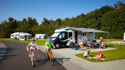 Kids riding bikes at Scarborough West Ayton Club campsite