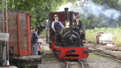 Black and red steam train at West Lancashire Light Railway